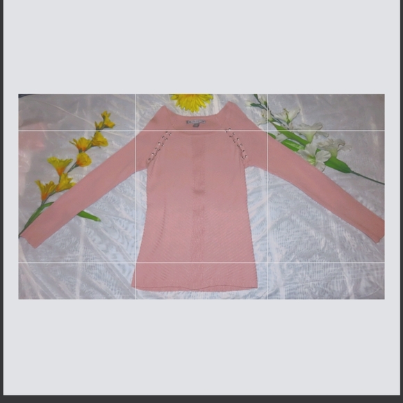 Longsleeves stretchable lace up pink top size L- By Design - Picture 1 of 9